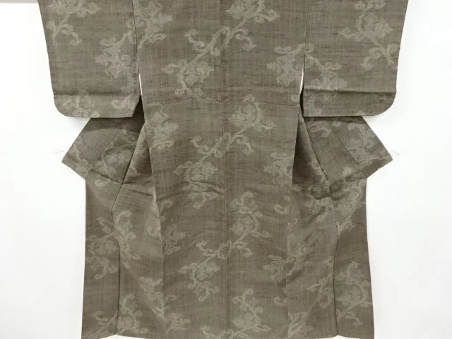 6867086: Japanese Kimono / Antique Kimono / Fushi Tsumugi / Woven Flower
