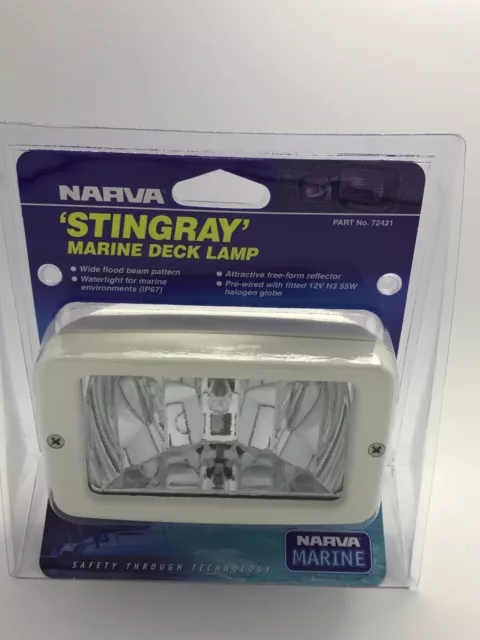 Narva Marine Stingray 12V Watertight Marine Deck Lamp Wide Flood Beam 55W, 72421