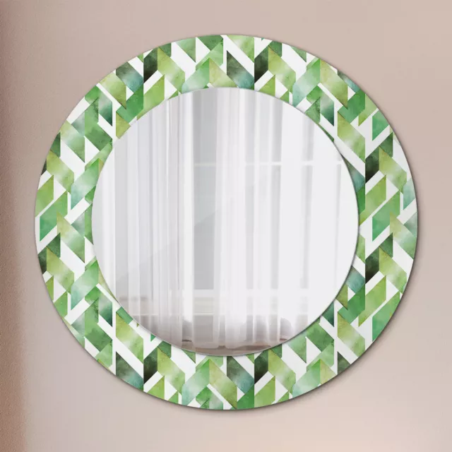 Mural Rond Miroir Avec Cadre en Verre avec Motif Imprimé Motif Imprimé Chevrons