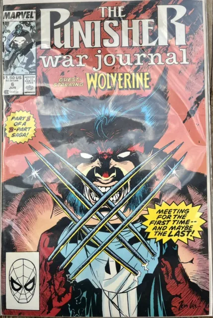 Punisher War Journal #6 & #7 Battle of Punisher vs Wolverine Marvel Comics 1989