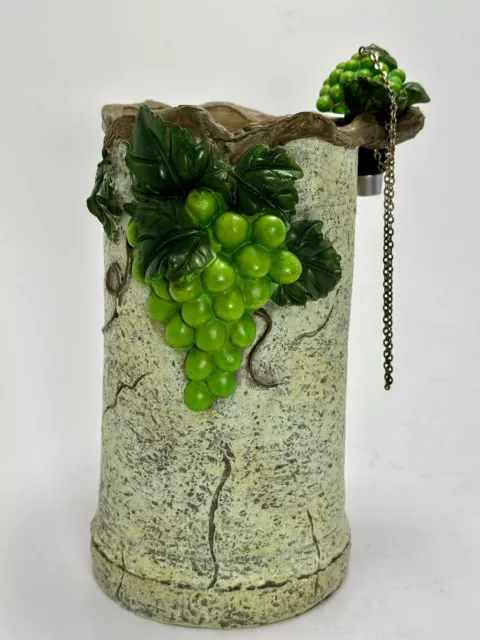 Pottery Wine Cooler w/ Leaf/ Grape Motif With Cork/Stopper  7.5” Wine Holder