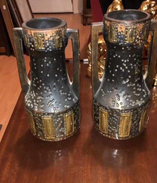 A Pair of Art Nouveau ‘Bretby’ double handled Clanta vases c. 1914-1920