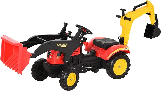 Produktbild von HOMCOM TRETTRAKTOR MIT Anhänger Tretbagger Traktor Mit Frontlader B