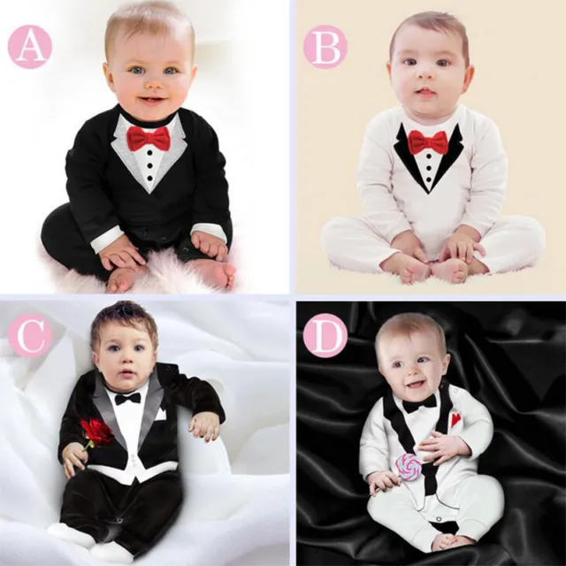 Toddler Baby Boys Gentleman Romper Bodysuit 1st Birthday Clothes Infant Outfits
