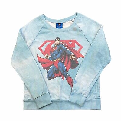 Girls Junior Superman Graphic Print Crew Neck Sweatshirt Size S