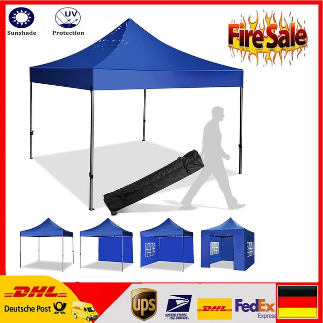 Faltpavillon 3x3M Regendicht Pavillon UV-Schutz Faltzelt mit 4 Seitenteilen Neu*