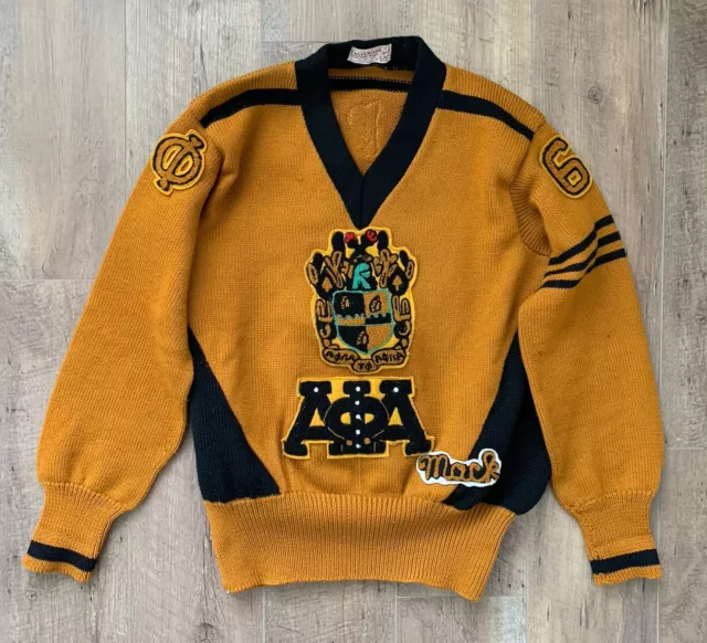 Vintage Alpha Phi Alpha Fraternity Wool Sweater - African American - Made in USA