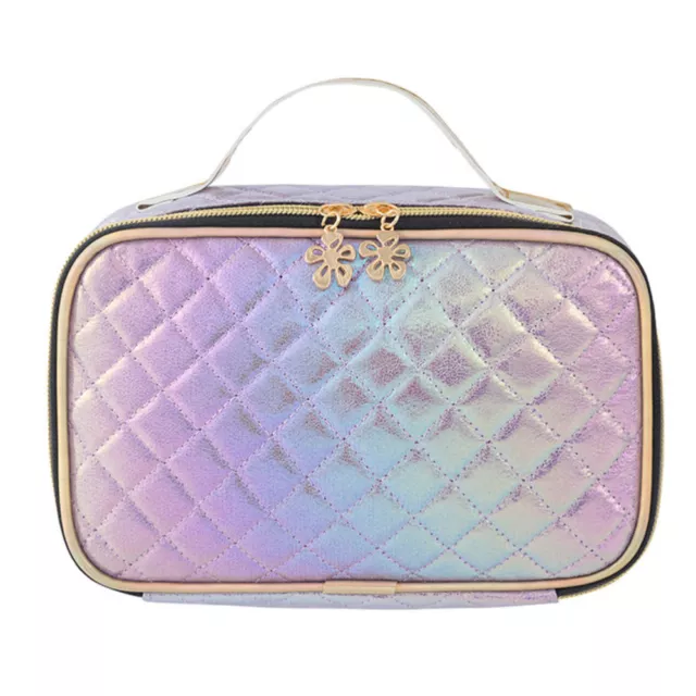 Bolso de cosméticos Rhombus Pu para mujer grande de viaje bolsos de maquillaje para inodoro