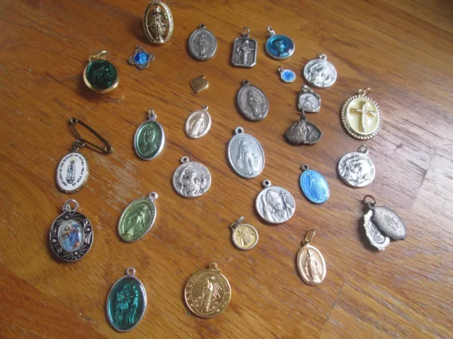 A Large Assorted Collection Of Small Vintage Religious Christian Pendants