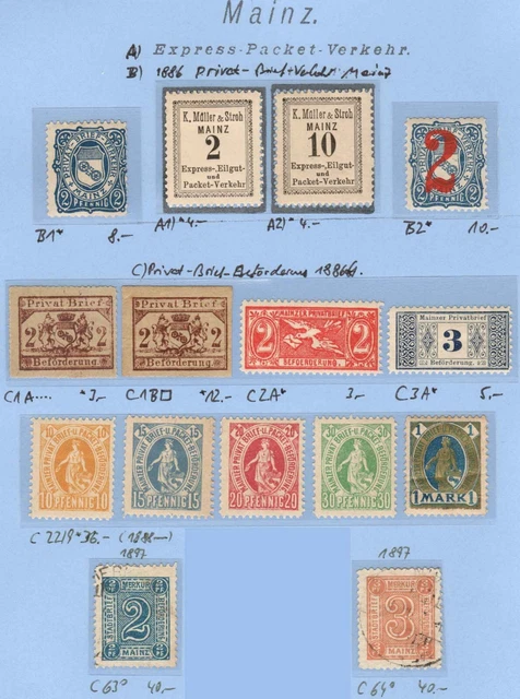 Deutschland Stadtpost Mainz A1/2, B1/2, C1-3, C22/29 * C63/4 ° German City Mail