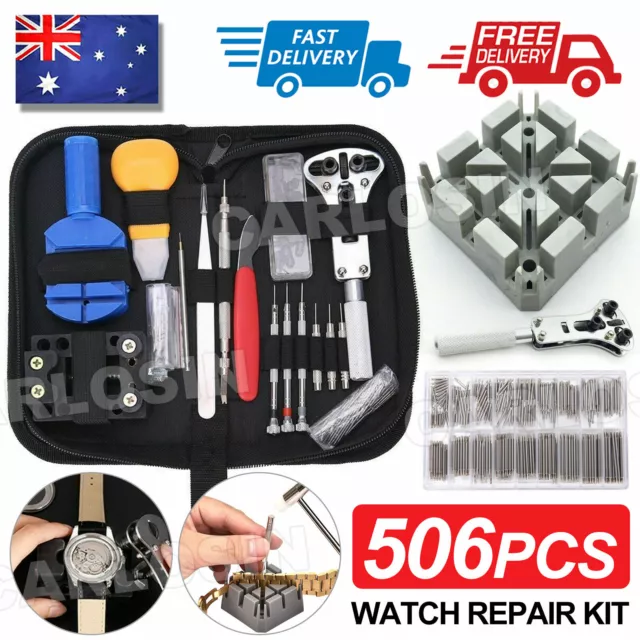 506pcs Watch Repair Tool Kit Back Case Opener Remover Spring Pin Bars Watchmaker