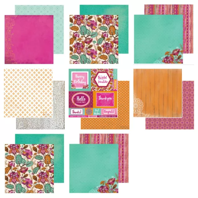 Kaisercraft Bombay Sunset 12x12" - Double Sided Craft Scrapbooking Paper Pink