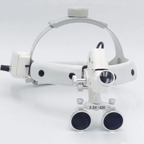 Denshine Dental Binocular Loupes Headband LED Light 3.5X420mm Optical Glass