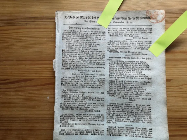 1811 Zeitung Hamburg b156 Einberufung Uelzen Sülz