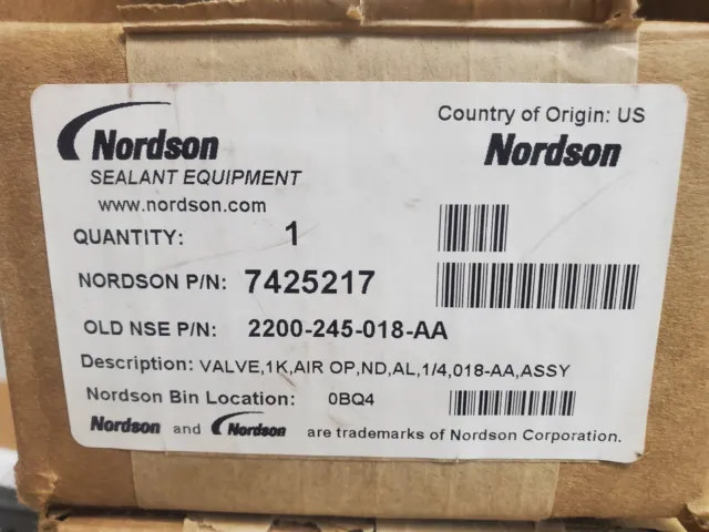 Nordson 7425217 Kiss Dispense Pneumatic Valve 2200-245-018-AA