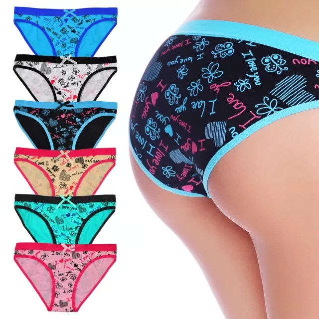 6 or 12 PACK Womens Underwear Cotton Panties Low Rise Sexy Flower