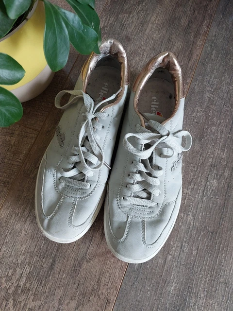 LADIES ELLESSE NAPOLI White Lesther Trainers UK Size 5 Rose Gold 15.00 PicClick UK