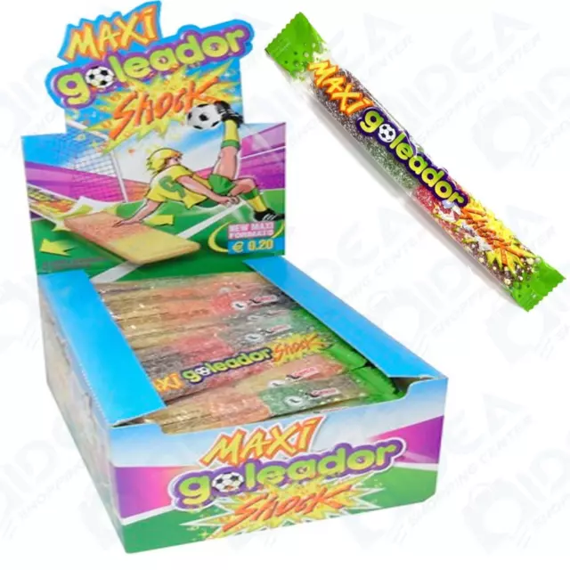 25 Caramelle Gommose Goleador Gusto Maxi Shock Box Espositore Confezione Grandi