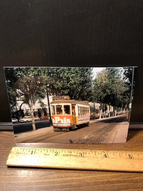 Vintage 1983 Lisbon Electric No 221 Portugal Trolley Train  RR Railroad Photo