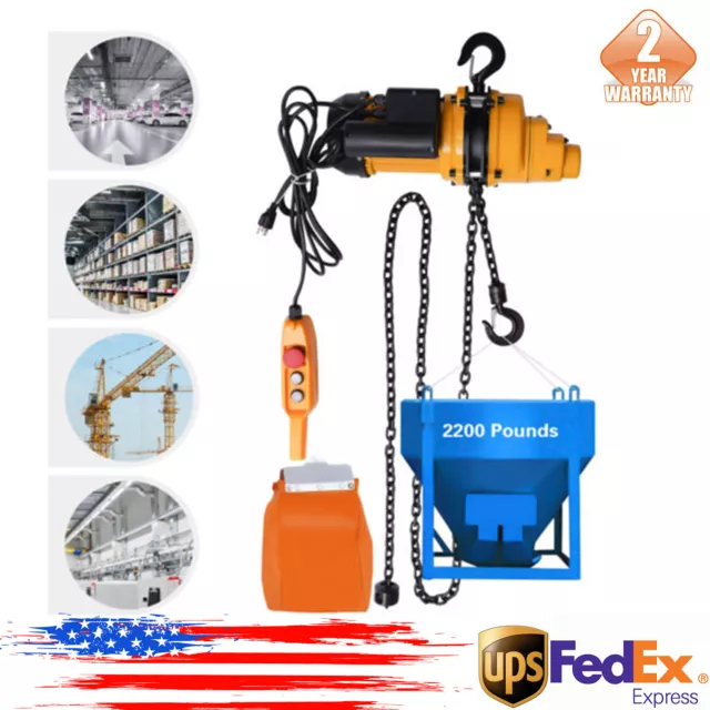 1 Ton Electric Chain Hoist Winch w/ 13FT 20Mn2 Chain Wired Remote Control 110V