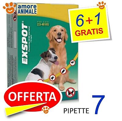 Exspot 1 ml - 7 pipette ( 6 + 1 gratis) per Cani da 2,5 a 40 kg Antiparassitario