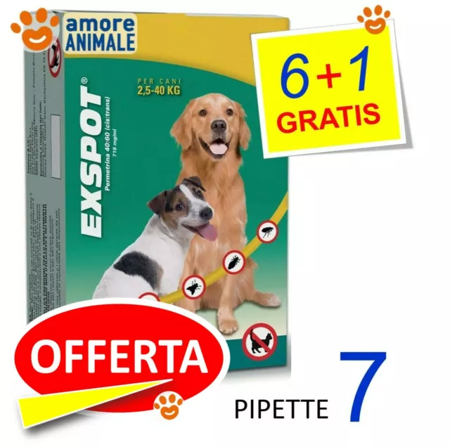 Exspot 1 ml - 7 pipette ( 6 + 1 gratis) per Cani da 2,5 a 40 kg Antiparassitario