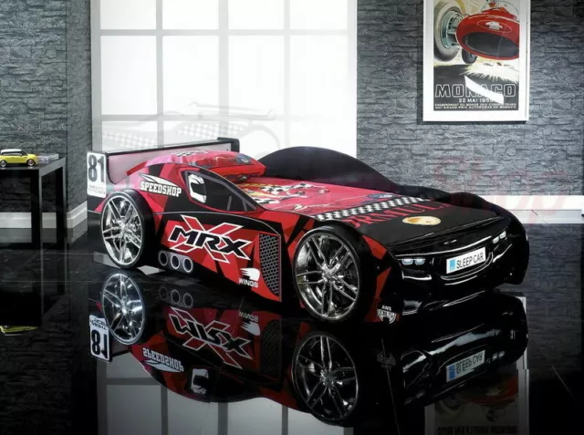 Boys Black Childrens Kids Car Bed Frame 3ft Single MRX Formula 1 Racer Car