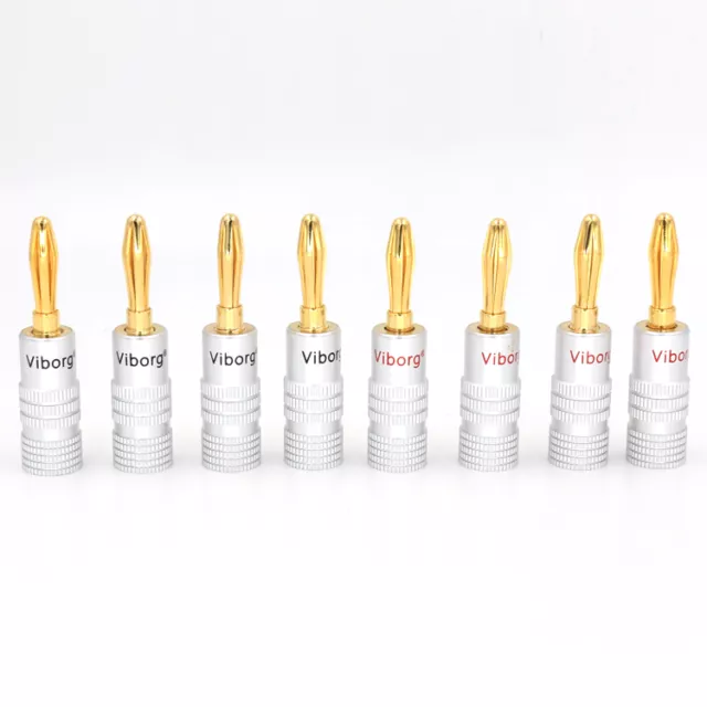 8 Stck. Viborg 24K Gold Bananenstecker Adapter Audio Buchse Lautsprecher Kabel Stecker 2