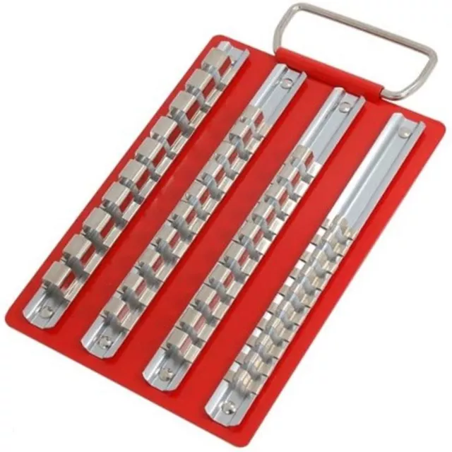SOCKET RAIL TRAY holds 40 sockets 1/4" 3/8" 1/2" drive clips tool box storage