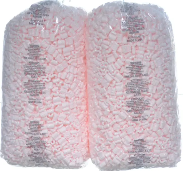Bubblefast! Brand 7 Cu Ft (45 Gallons) Pink anti Static Packing Peanuts Popcorn