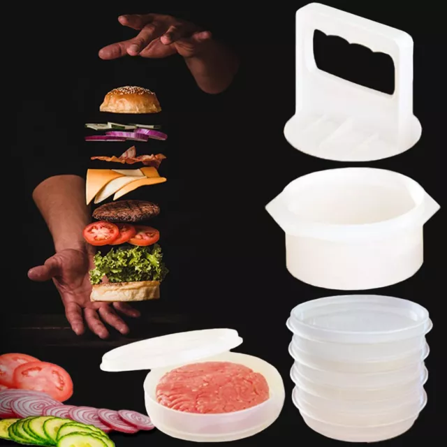 Hamburger Press Patty Maker Freezer Containers - All In One Convenient Package -