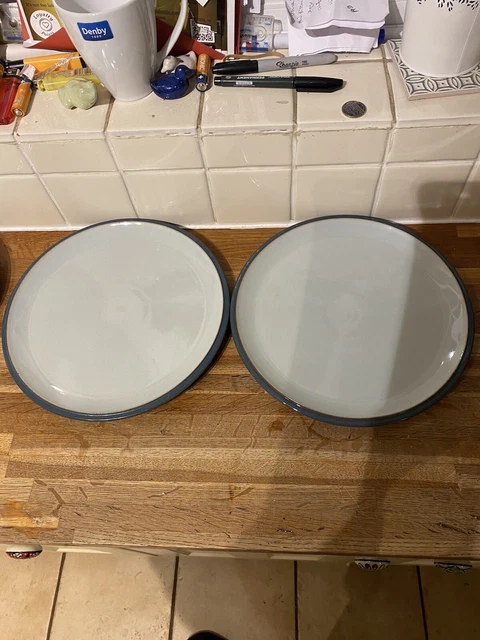 Denby Everyday Teal Dinner Plates x2.