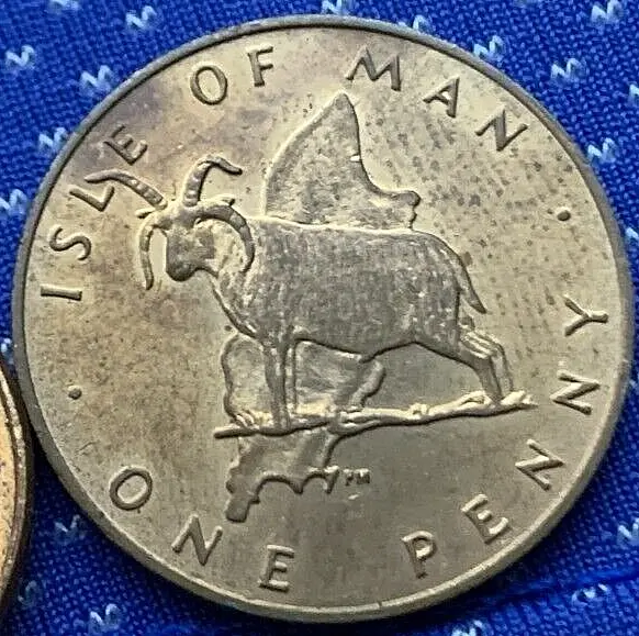 1978 ISLE OF MAN UK 1 Penny Coin UNC Loaghtan sheep  #ZM56