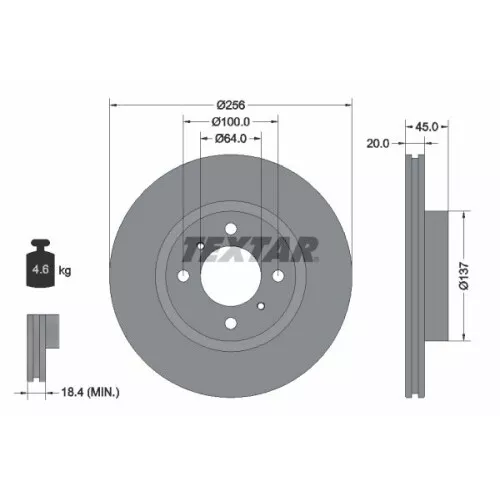 2x Bremsscheibe TEXTAR 92294403 passend für MITSUBISHI