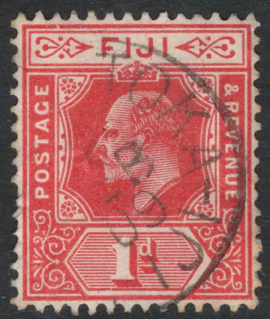 1906 FIJI ISLANDS King Eward VII used  1d stamp with LAUTOKA postmark cancel