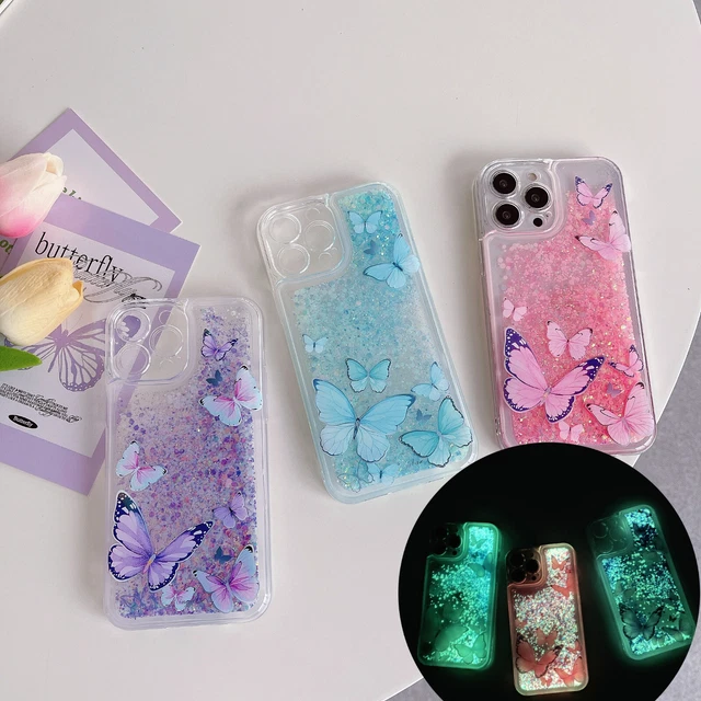 For Huawei VIVO Quicksand Noctilucent Butterfly Luxury Girl Hot Phone Case Cover