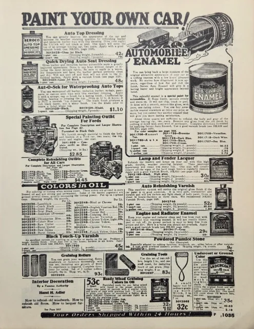 1927 Sears Roebuck Catalogue Automobile Enamel Ad