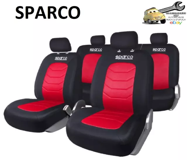 SPARCO Set Fodere Coprisedili Universali Rosso/Nero con Poggiatesta Separati