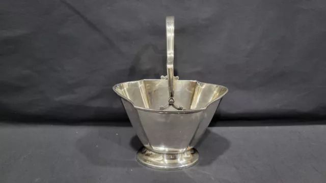 Vintage International Sterling Silver Basket  Bowl Vase w/ Swing Handle, 131.2 g