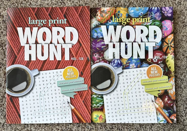 LOT OF 2 PAPP Large Print WORD HUNT Word Search Puzzle Books vol. 126 ...