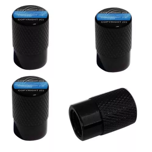 4 Black Billet Knurled Tire Wheel Valve Caps Car Truck POLICE BLUE LINE PD BK098