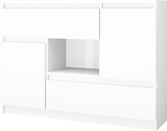 Kommode mit 2 Schubladen 2 Schränke 120cm Klamotenschrank Sideboard Anrichte hol