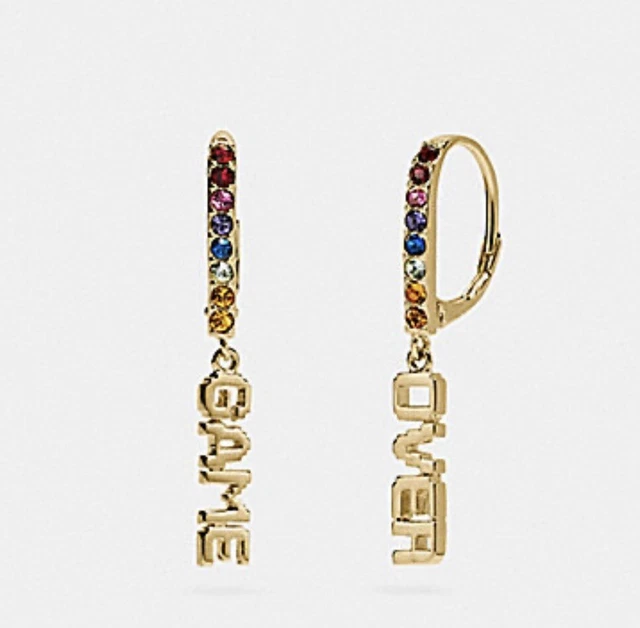 Coach Pac-Man Earrings Game Over Drop Multi color Gold Tone Limited Edt F72038
