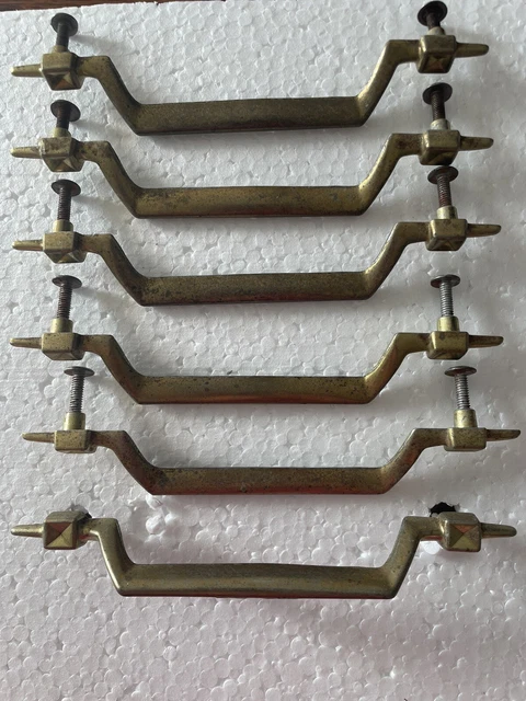 Vintage MCM Atomic 5” Metal  Drawer Pulls Set of 6