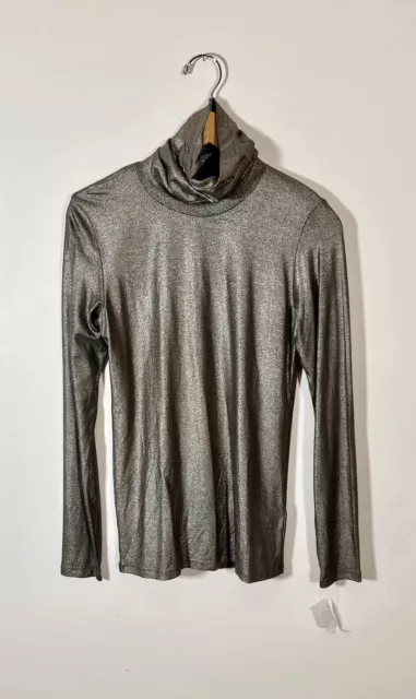 NWT Majestic Filatures Turtleneck LARGE 3 Metallic Green Soft Touch Deluxe Tee