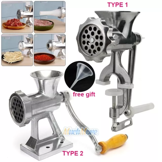 Manual Hand Meat Grinder Beef Sausage Pasta Maker Mincer Table Kitchen Gadget US