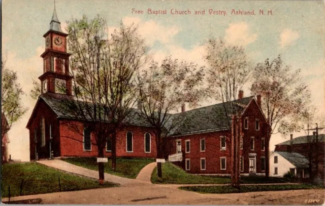 Vintage Postcard Free Baptist Church & Vestry Ashland NH New Hampshire     G-022