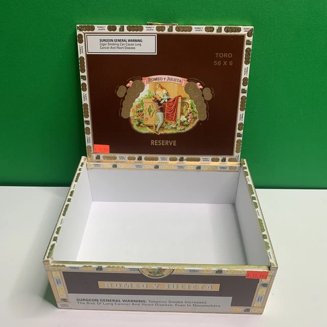 ROMEO Y JULIETA RESERVE Cigars Empty Natural Wood Cigar Box Hand Honduras