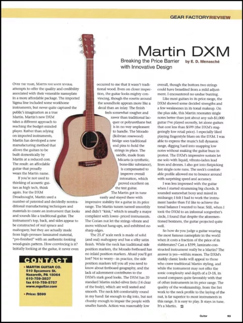 Martin DXM acoustic + Epiphone Sheraton II electric guitar review article print