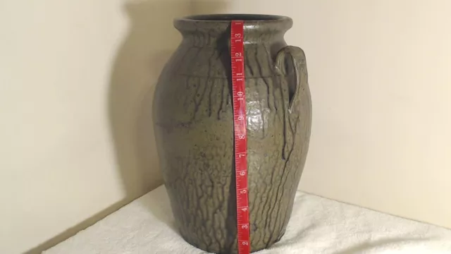 Folk Art Pottery Signed Matthew Hewell 2 Gallon 14" Churn Jug